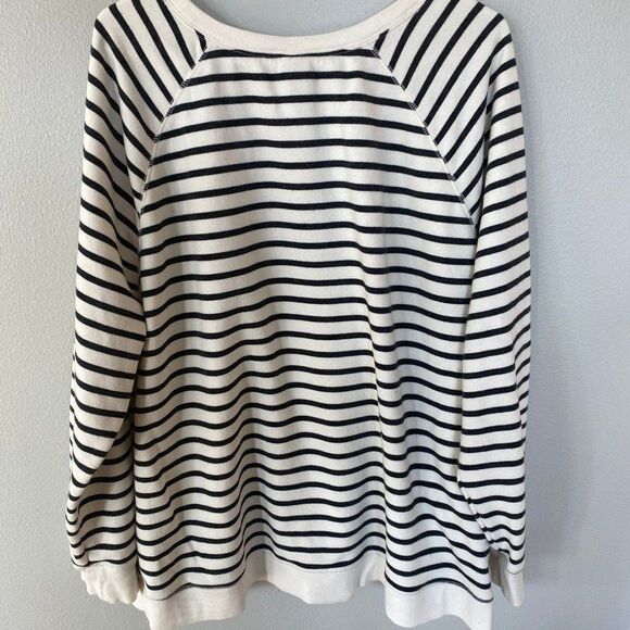 Old Navy XXL Crewneck Sweatshirt Black Cream Gold Stripe "Hello There" - Picture 5 of 5